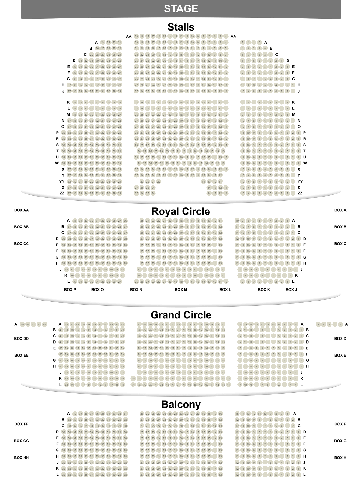 Seating Map Theatre Royal Drury Lane